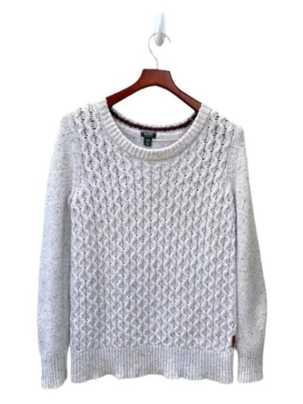 Roots Canada Knit Sweater Cream Fleck Openwork Crewneck Size Medium M/M
